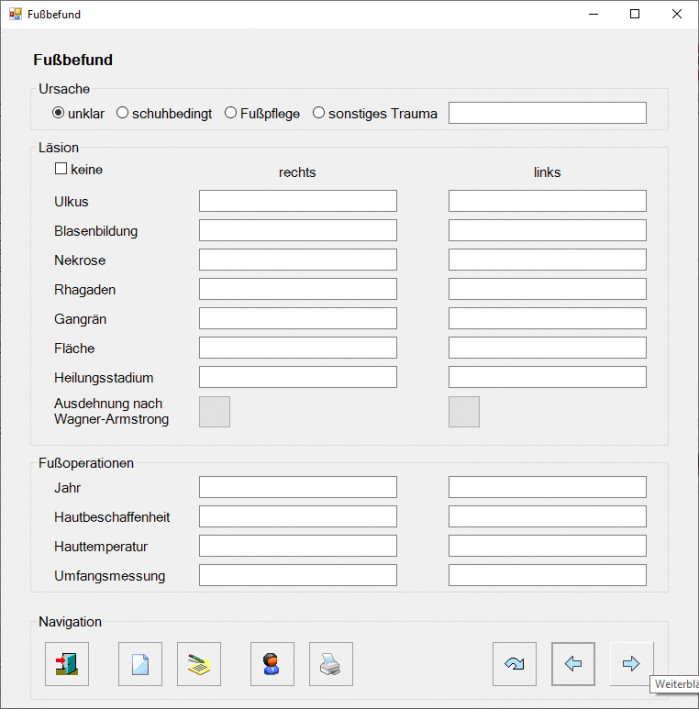 Fußdokumentation Fußbefund Seite 1