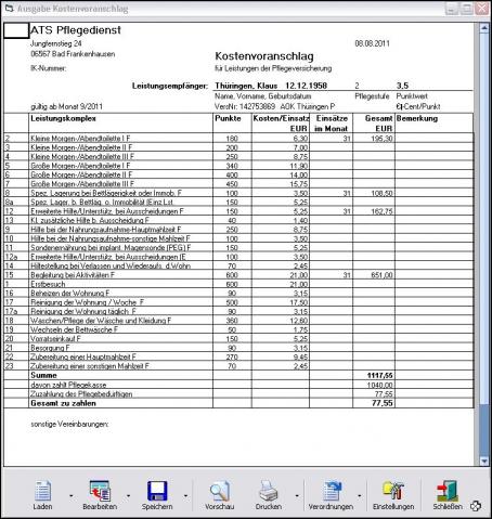 Erstellung Kostenvoranschlag